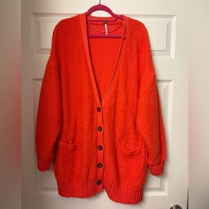 Free People Vibrant Orange Cardigan